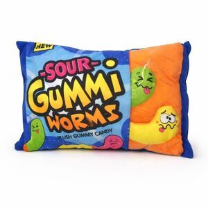 Sour Gummi Gummy Worms Plush Pillow 12" Candy Toy Foodie Gift